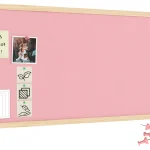 Lavagna in tessuto (feltro) 100x40 cm rosa cornice in legno laccato