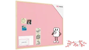 Lavagna in tessuto (feltro) 100x80 cm rosa cornice in legno laccato