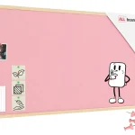 Lavagna in tessuto (feltro) 120x60 cm rosa cornice in legno laccato