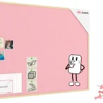 Lavagna in tessuto (feltro) 120x90 cm rosa cornice in legno laccato