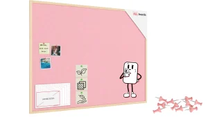 Lavagna in tessuto (feltro) 120x90 cm rosa cornice in legno laccato
