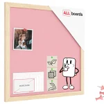 Lavagna in tessuto (feltro) 40x40 cm rosa cornice in legno laccato