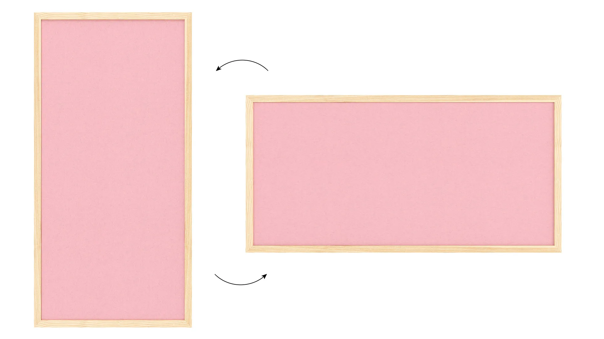Lavagna in tessuto (feltro) 80x40 cm rosa cornice in legno laccato - immagine 7