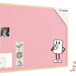 Lavagna in tessuto (feltro) 90x60 cm rosa cornice in legno laccato