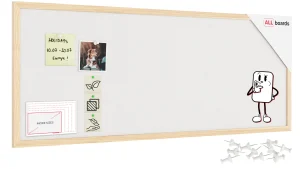 Lavagna in tessuto (feltro) 100x40 cm bianco cornice in legno laccato