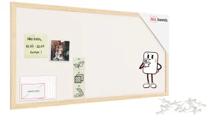 Lavagna in tessuto (feltro) 80x40 cm bianco cornice in legno laccato